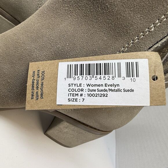 Tom’s Evelyn Suede Heeled Booties Dune Suede Metallic Suede Sz 7 New - Picture 8 of 8